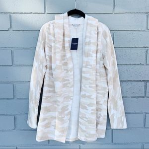 NWT Lucky Brand Beige Camo Hooded Cardigan
